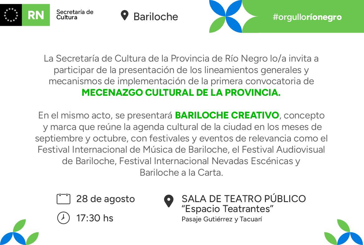 MECENAZGO CULTURAL DE LA PROVINCIA - BARILOCHE CREATIVO