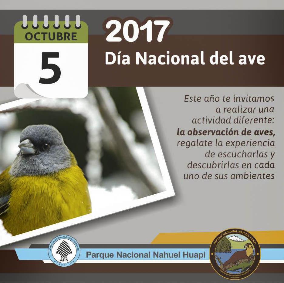 5 de octubre  D&iacute;a Nacional del Ave ​