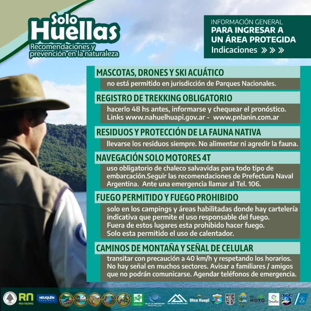 Recomendaciones generales para ingresar a un &aacute;rea protegida - Campa&ntilde;a regional Solo Huellas. Recomendaciones y cuidados en la naturaleza