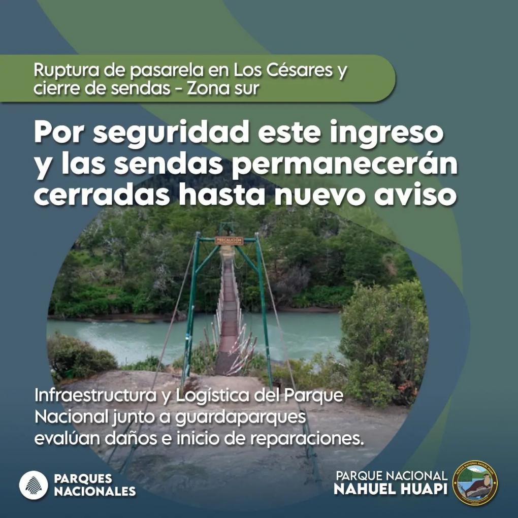 ‼️Ruptura de pasarela en Los C&eacute;sares y cierre de sendas