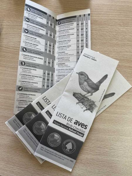 Actualizaci&oacute;n de la Lista de aves-Birds checklist del Parque Nacional Nahuel Huapi.