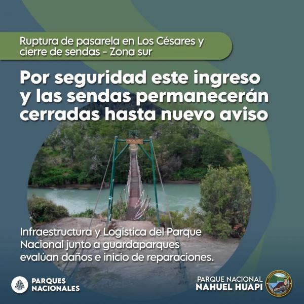 ‼️Ruptura de pasarela en Los C&eacute;sares y cierre de sendas