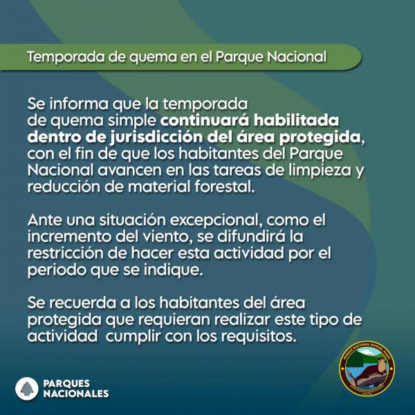 ‼️Contin&uacute;a la temporada de quema dentro del Parque Nacional Nahuel Huapi