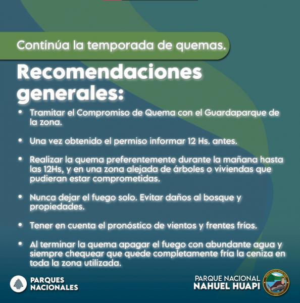 CONTIN&Uacute;A LA TEMPORADA DE QUEMAS DENTRO DEL PARQUE NACIONAL NAHUEL HUAPI
