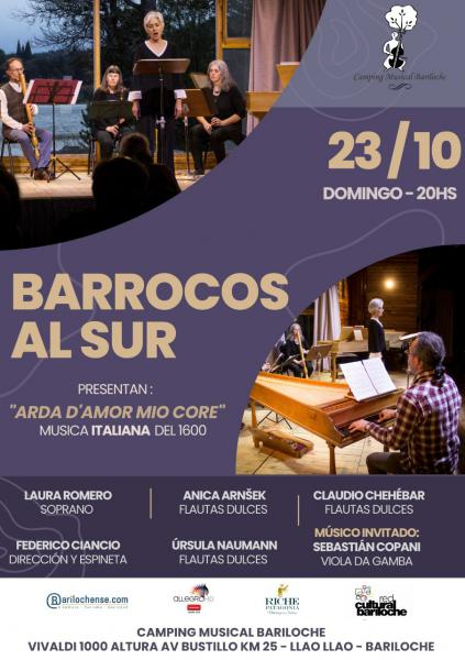 Barrocos al Sur  presenta Arda d'amor m&iacute;o core M&uacute;sica del 1600 en Italia