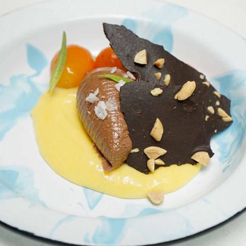 CREMOSO DE CHOCOLATE, CUR DE LIM&Oacute;N, QUINOTOS EN ALM&Iacute;BAR Y CROCANTE DE ALGARROBA
