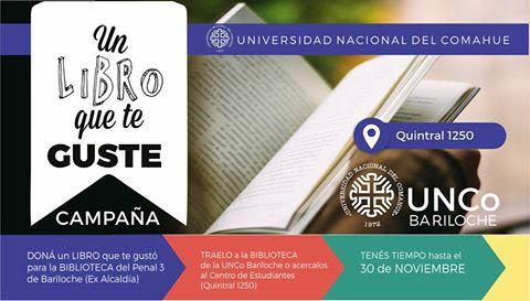 Campa&ntilde;a Un libro que te gusta para la Biblioteca del Penal N&ordm;3 de Bariloche