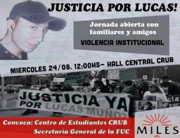 Jornada sobre Violencia Institucional, caso Lucas Muñoz. Organizado por el CE de UNCo Bariloche