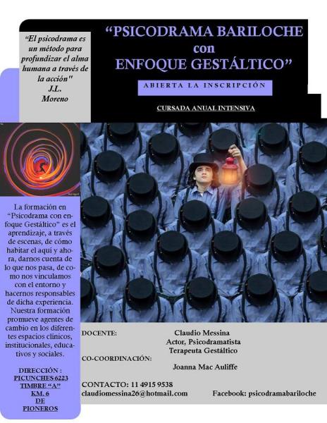 Inscripción Cursada intensiva PSICODRAMA BARILOCHE con ENFOQUE GESTALTICO