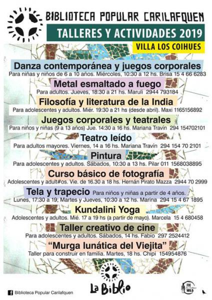 Arrancan los talleres y actividades en la Biblio Popular Carilafquen