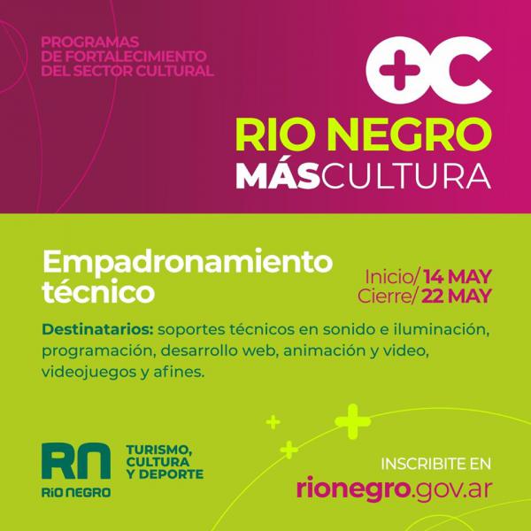 Río Negro +Cultura abre nuevas convocatorias para artistas rionegrinos