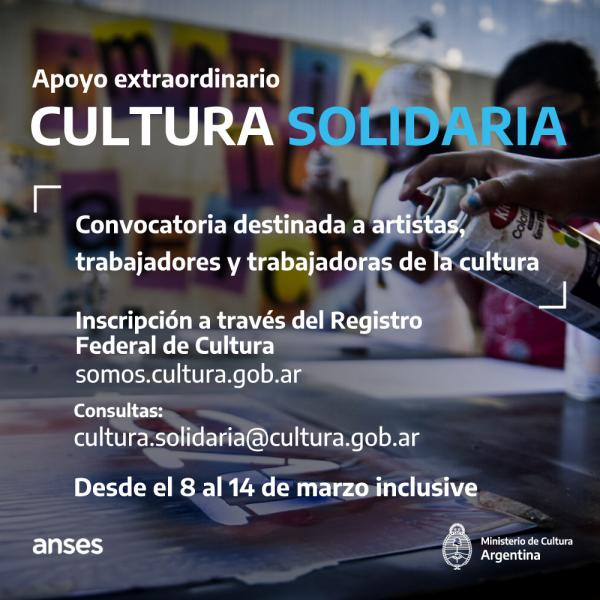 APOYO EXTRAORDINARIO CULTURA SOLIDARIA se extiende hasta el 31 de marzo !