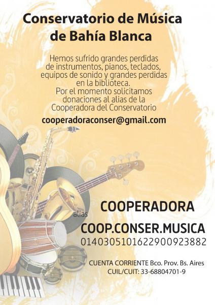 Colecta para el  Conservatorio de M&uacute;sica de Bah&iacute;a Blanca