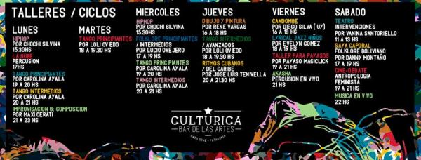 Talleres y Ciclos de Junio en CULTURICA, Bar de Las Artes