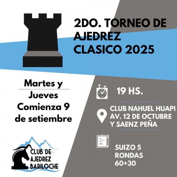 AJEDREZ: EL 2DO. TORNEO PENSADO COMENZAR&Aacute; EL MARTES 9 DE SETIEMBRE