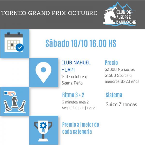 AJEDREZ  EL GRAND PRIX DEL MES SE JUGAR&Aacute; EL S&Aacute;BADO 18 DE OCTUBRE