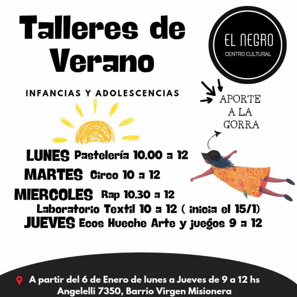 ☀️Talleres de Verano en el Centro Cultural El Negro☀️