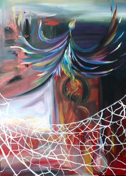 Volar sostenida por las redes de colores