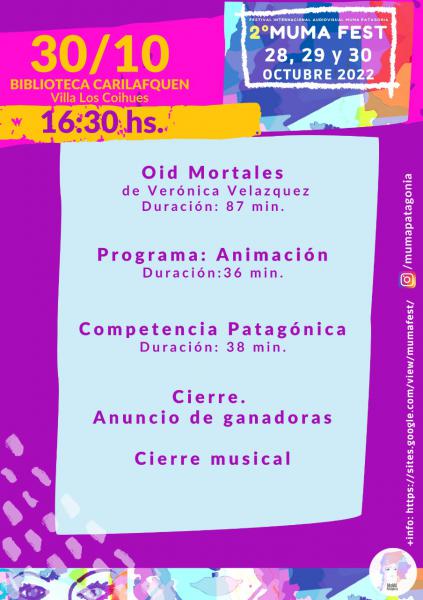 2&deg; MUMA Fest - Programaci&oacute;n 30/10