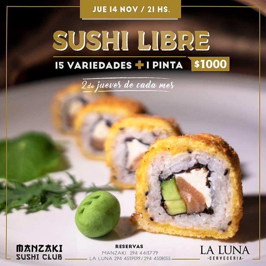  Sushi LIBRE - 15 variedades ➕ 1 pinta 💲1000!!!