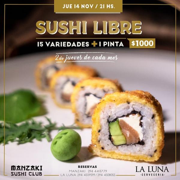  Sushi LIBRE - 15 variedades ➕ 1 pinta 💲1000!!!