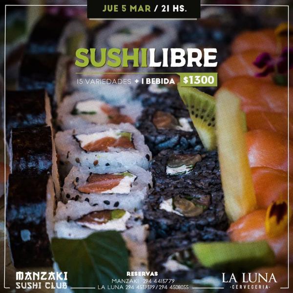 Sushi libre de la mano de @manzakisushi ✔15 variedades ➕ 1 bebida 💲1300!!!