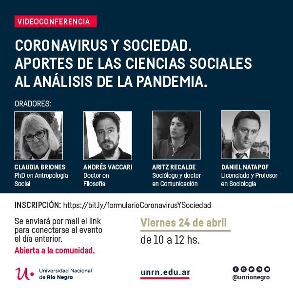 #Videoconferencia "Coronavirus y Sociedad" 📲